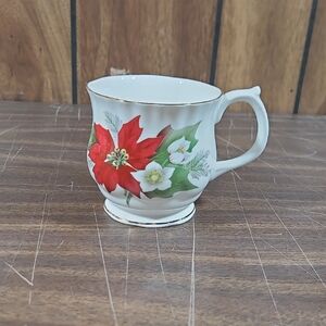 Unicorn China Staffordshire Floral Ceramic TEA CUP ONL with Red and Green Design